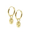 Water Lily Birth Flower Silver Hoop Earring Charms HO-2701